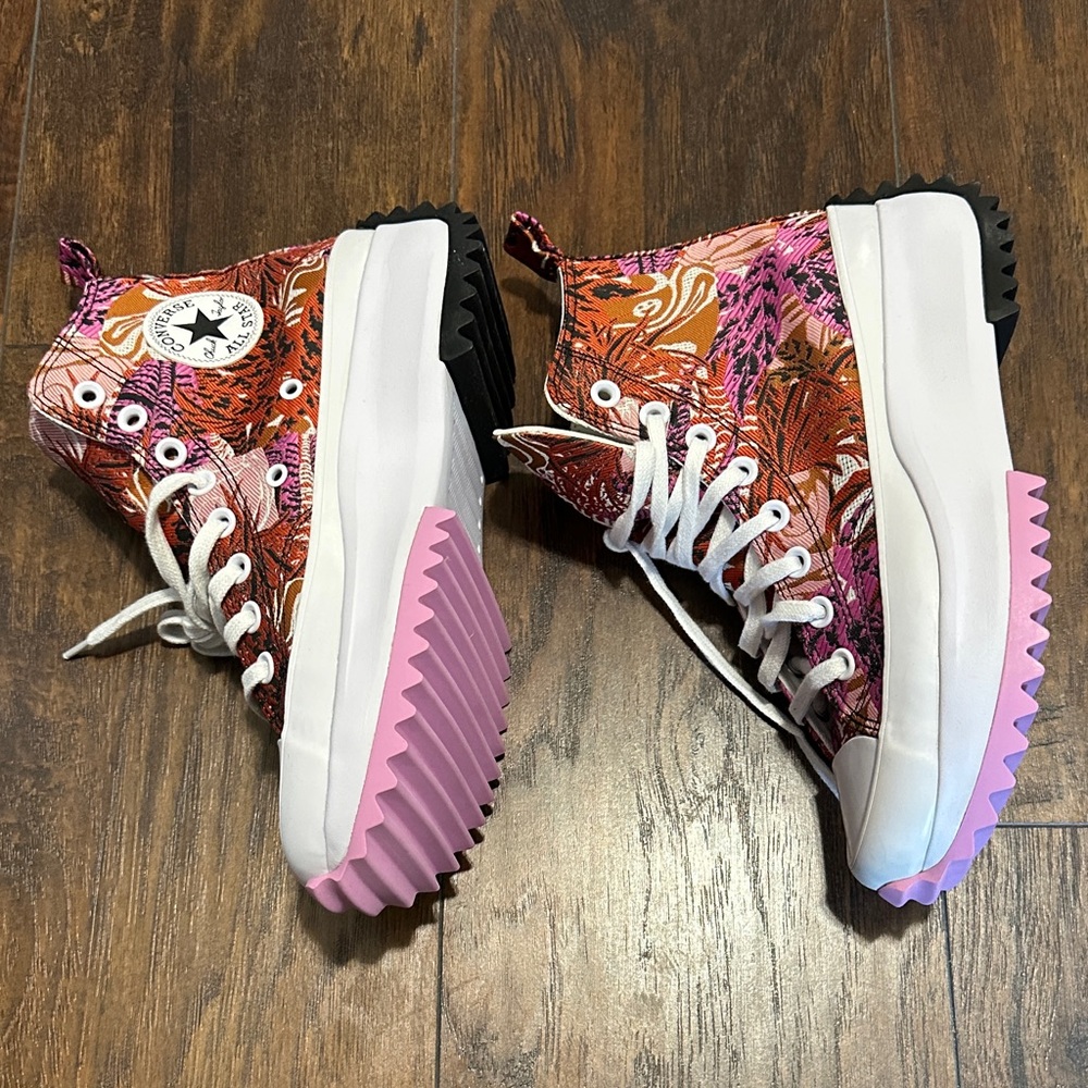 NWOT Unisex Converse Run Star Hike Tropical Floral Jungle Platform Hi Top Shoes - Picture 5 of 11